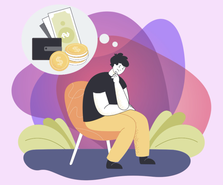 Illustration of a small business owner reviewing bills