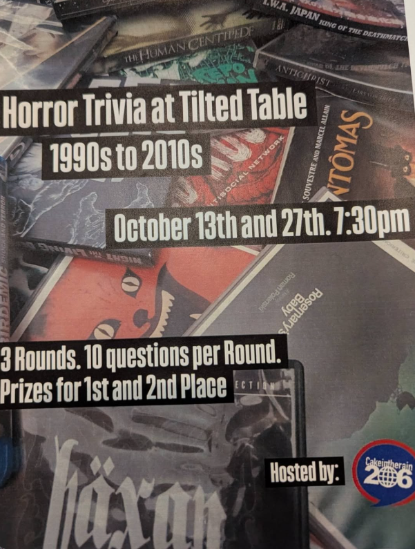Horror trivia night at The Tilted Table on Capitol Hill, October 27, 2026